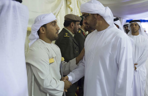 Sheikh Mohamed bin Zayed Al Nahyan offers condolences to the family of martyr Adel Al Shehhi who passed away  while serving the UAE Armed Forces in Yemen (Wam)