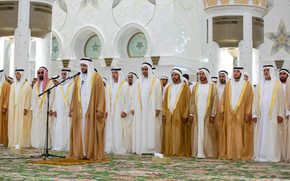Sheikh Mohamed bin Zayed Al Nahyan Crown Prince of Abu Dhabi Deputy Supreme Commander of the UAE Armed Forces, attends Eid Al Adha prayers at the Sheikh Zayed Grand Mosque. (Wam)
