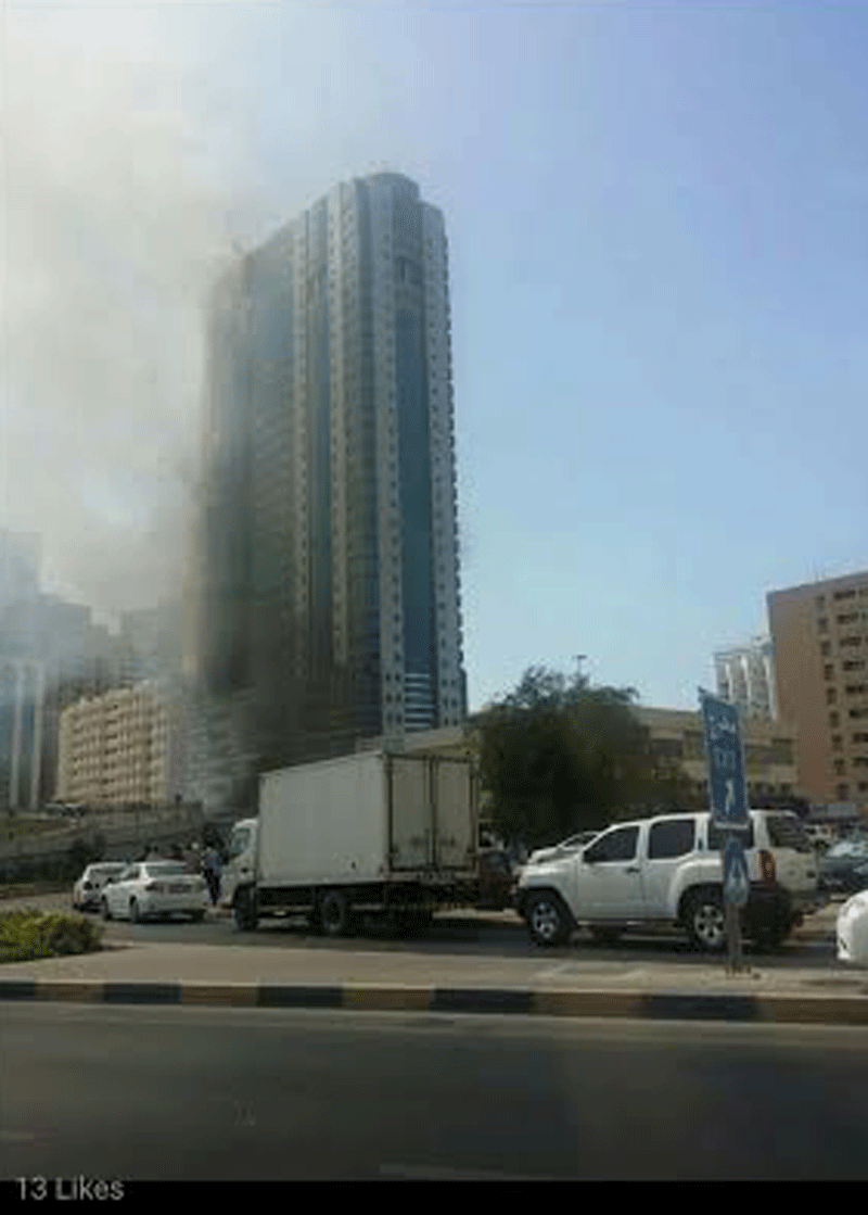 Fire in Sharjah's Al Khan area on Wednesday. (Picture by Moon Faryal)