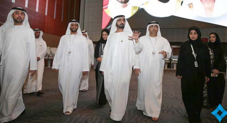 His Highness Sheikh Mohammed at the polling centre for the Federal National Council (FNC) elections at the Dubai World Trade Centre. (Supplied)