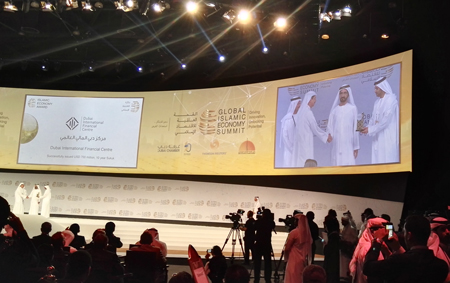 Sheikh Mohammed bin Rashid Al Maktoum at the Global Islamic Economy Summit in Dubai on Monday. (DGMO)