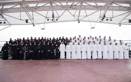 Sheikh Mohamed bin Zayed Al Nahyan receives a number of teachers and education leaders (Wam)