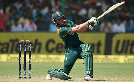 South Africa's captain AB de Villiers plays a shot on his way to scoring a century during the first one day international between India and South Africa at Green Park Stadium in Kanpur on October 11, 2015. (AFP)