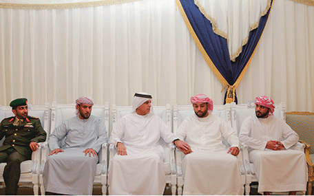 Sheikh Saud bin Saqr Al Qasimi offers condolences for martyr Saeed Mohammed Abdullah Al Mazrouei (Wam)
