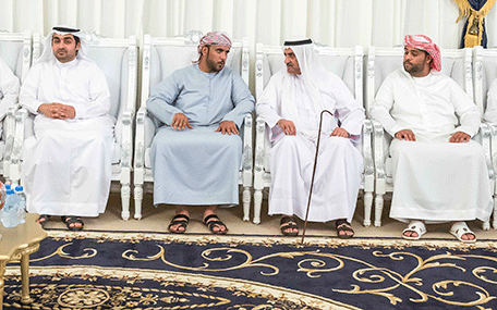 Sheikh Hamad bin Mohammed Al Sharqi offers condolences on the death of martyr Saeed Mohammed Abdullah Al Mazrouie (Wam)