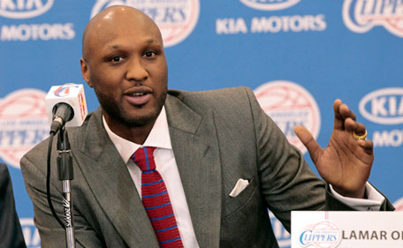 Basketball player Lamar Odom speaks at a news conference announcing his acquisition by the Los Angeles Clippers in Los Angeles, California in this July 2, 2012, file photo. (Reuters)