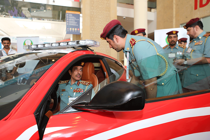 Ajman Police launched a Ferrari luxury patrol car, equipped with the latest smart security technologies, at Gitex Technology Week 2015. (Supplied)