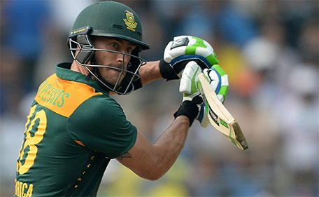 South Africa's Faf du Plessis plays a shot during the fifth one day international between India and South Africa at the Wankhede Stadium in Mumbai on October 25, 2015. (AFP)