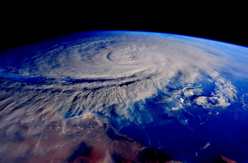 This satellite image captured on October 31, 2015 from the International Space Station and posted on the Twitter account of astronaut Scott Kelly shows a tropical cyclone off the coast of Oman. (Scott Kelly, NASA via AP)