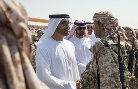 Sheikh Mohamed bin Zayed Al Nahyan meets the troops. (Supplied)