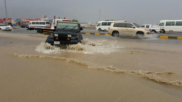 Storm Centre tweeted these images of heavy rains in Fujairah. (Supplied)