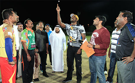 Chris Gayle at the opening of KCL 3 at The Sevens Stadium in Dubai. (Supplied)