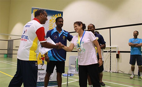 UAE champion Vidya Manghnan won a double during a tournament against the Nationalised Services Badminton Association team from Sri Lanka. (Supplied)