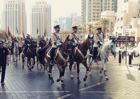downtowndubai @ Instagram: Proudly kicking off the #ParadeDowntown on #MBRBlvd with more than 4000 participants from around the world. Happy National Day #UAE44 #MyDubai