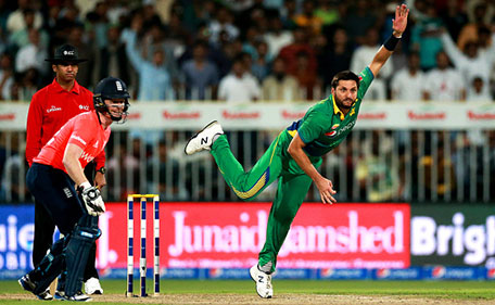 Shahid Afridi of Pakistan bowls during the 3rd International T20 match between Pakistan and England at Sharjah Cricket Stadium on November 30, 2015 in Sharjah, United Arab Emirates. (Getty Images)