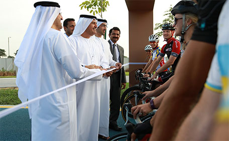 Saeed Humaid Al Tayer, Chairman and CEO of Meydan Group inaugurating the track. (Supplied)