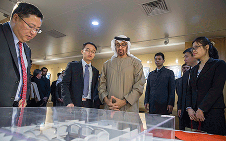 Sheikh Mohamed bin Zayed Al Nahyan tours the Shanghai Stock Exchange during his official visit to China. (Wam)