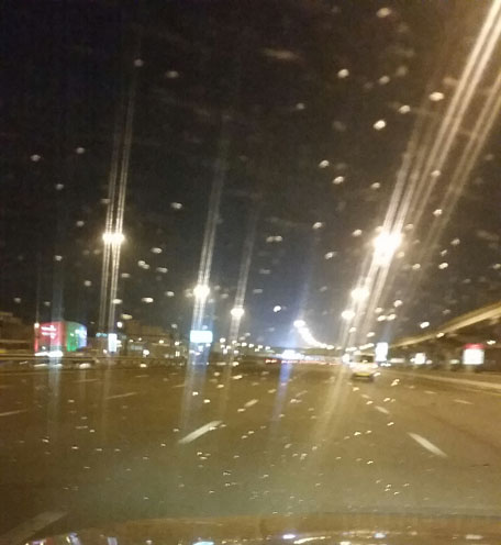 Rain this morning on Sheikh Zayed Road. (Supplied)