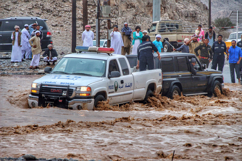 Vehicles stuck in the mud because of rain in Ras Al Khaimah on Sunday. (Supplied)