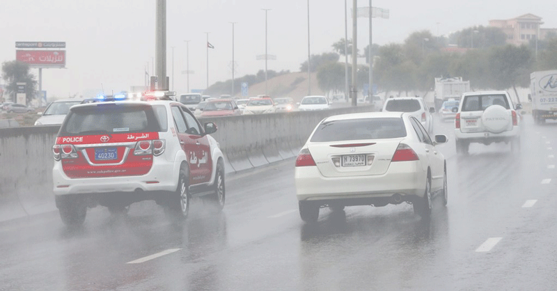A road in Ras Al Khaimah during rain on Sunday. (Supplied)