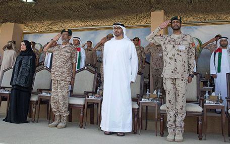 His Highness Sheikh Mohamed bin Zayed Al Nahyan attends the 26th Anniversary Ground Forces unification celebrations at Zayed Military City (Wam)