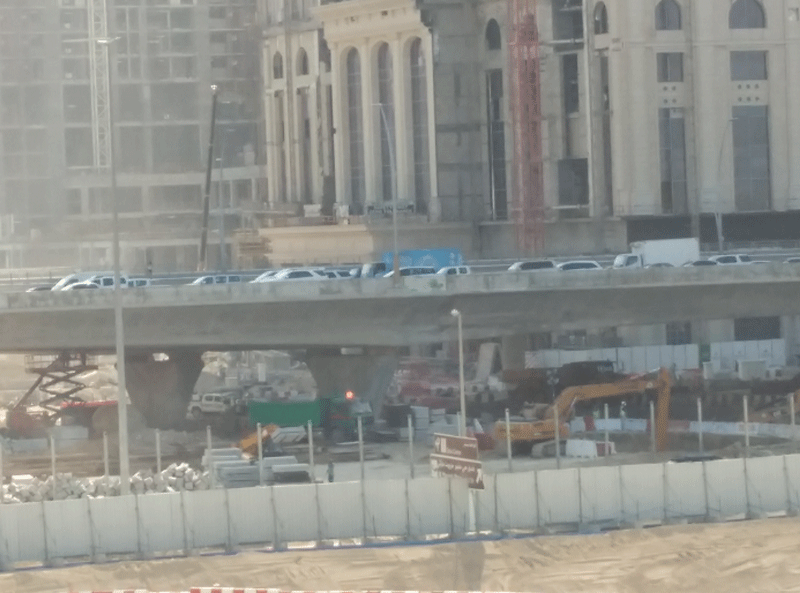Congested roads leading to Dubai World Trade Centre.