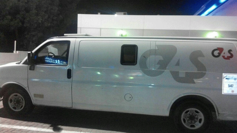 The cash van that broke down in Ajman. (Supplied)