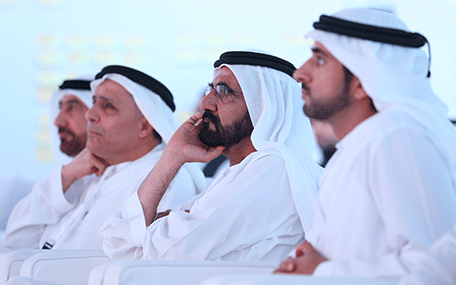 His Highness Sheikh Mohammed bin Rashid Al Maktoum attends part of a workshop which explored the 2030 plans of the Roads and Transport Authority, RTA (Wam)