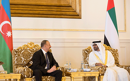 His Highness Sheikh Mohamed bin Zayed Al Nahyan meets with Ilham Aliyev, President of Azerbaijan (Wam)