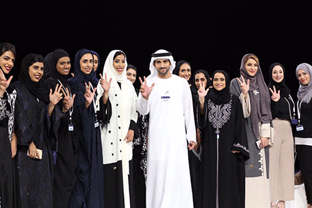 Sheikh Hamdan bin Mohammed bin Rashid Al Maktoum and Mona Al Marri at the forum.
