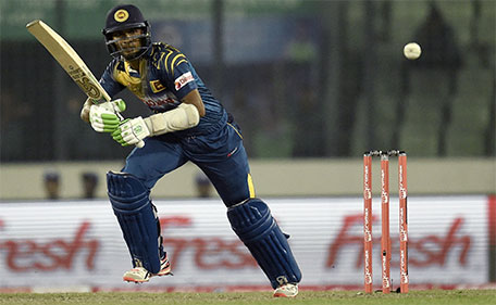Sri Lanka cricketer Dasun Shanaka plays a shot during the match between Sri Lanka and United Arab Emirates at the Asia Cup T20 cricket tournament at the Sher-e-Bangla National Cricket Stadium in Dhaka on February 25, 2016. (AFP)