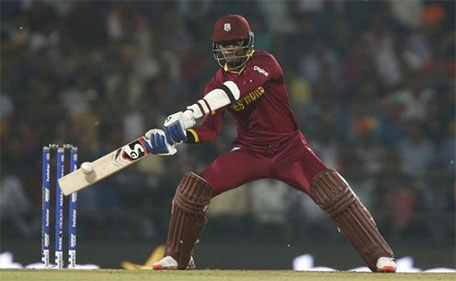 West Indies Marlon Samuels plays a shot during World Twenty20 cricket tournament South Africa v West Indies at Nagpur, India, 25/03/2016. (Reuters)