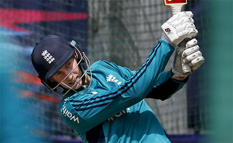 England's Joe Root bats during a practise session on the eve of the ICC Twenty20 2016 Cricket World Cup semi-final match against New Zealand, at the Feroz Shah Kotla cricket stadium in New Delhi, India, Tuesday, March 29, 2016. (AP)