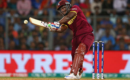 Andre Russell of the West Indies bats during the ICC World Twenty20 India 2016 Semi Final match between West Indies and India at Wankhede Stadium on March 31, 2016 in Mumbai, India. (Getty Images)
