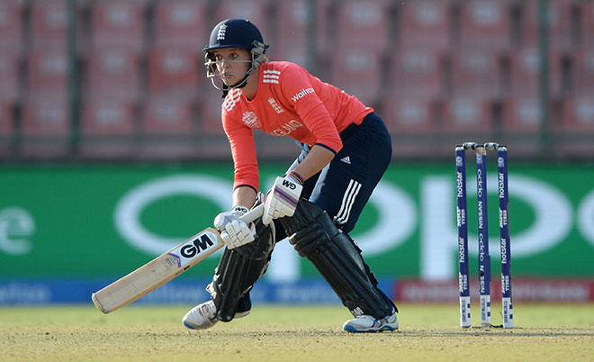 Sarah Taylor of England bats during the Women's ICC World Twenty20 India 2016 Semi Final between England and Australia at Feroz Shah Kotla Ground on March 30, 2016 in Delhi, India. (Getty Images)
