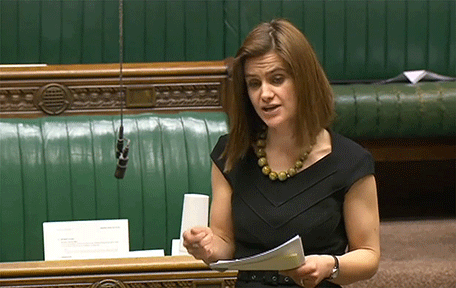 A video grab taken from footage broadcast by the UK parliamentary recording unit (PRU) on June 16, 2016 Labour party member of parliament Jo Cox speaks during a session in the House of Commons in central London on March 21, 2016. British lawmaker Jo Cox has been shot and injured in her constituency in northern England, media reported on June 16. Jo Cox, 41, a mother of two, was left bleeding on the pavement after the incident in Birstall in Yorkshire, the Press Association cited an eyewitness as saying. (AFP)