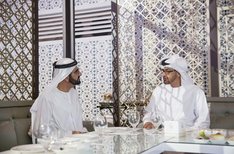 Sheikh Mohammed bin Rashid Al Maktoum and Sheikh Mohamed bin Zayed Al Nahyan met in Abu Dhabi on Sunday evening (Wam)