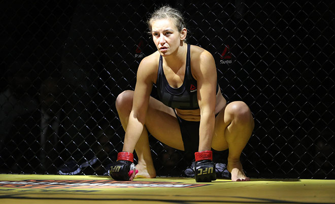 Miesha Tate during introduction against Amanda Nunes during the UFC 200 event at T-Mobile Arena on July 9, 2016 in Las Vegas, Nevada. (AFP)