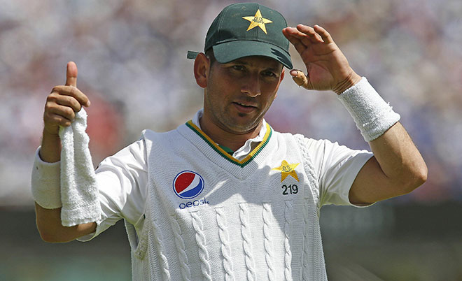 Pakistan's Yasir Shah gestures as he fields on the third day of the first Test cricket match between England and Pakistan at Lord's cricket ground in London, on July 16, 2016. (AFP)