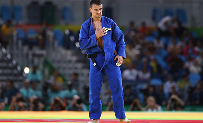 Sergiu Toma of United Arab Emirates celebrates victory over Matteo Marconcini of Italy in the Men's -81kg bronze medal a bout on Day 4 of the Rio 2016 Olympic Games at the Carioca Arena 2 on August 9, 2016 in Rio de Janeiro, Brazil. (Getty Images)