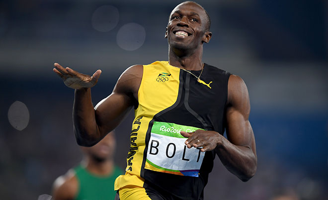Usain Bolt of Jamaica wins the Men's 100m Final on Day 9 of the Rio 2016 Olympic Games at the Olympic Stadium on August 14, 2016 in Rio de Janeiro, Brazil. (Getty Images)