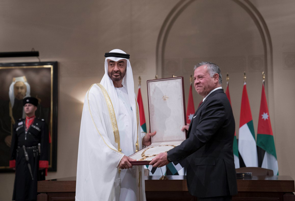 King of Jordan grants Mohamed bin Zayed the 'Order of Hussein ibn Ali