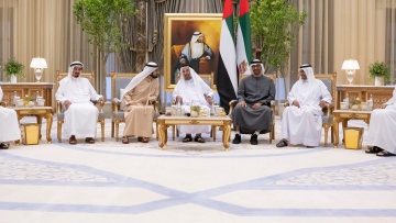 Photo: President of UAE receives, exchanges Ramadan greetings with Rulers of the Emirates and Sheikhs at Qasr Al Watan