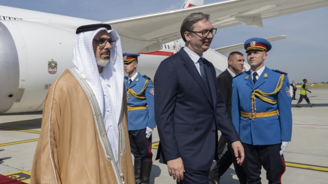 Photo: On behalf of UAE President, Khaled bin Mohamed bin Zayed  arrives in Serbia on working visit