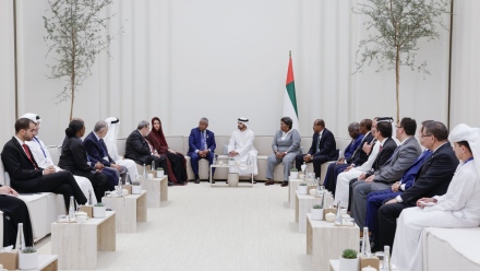 Photo: Hamdan bin Mohammed meets with President of Seychelles and leaders of Small Island Developing States (SIDS) on the sidelines of COP28