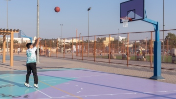 Photo: Dubai Municipality and Deliveroo work together to renovate basketball and cricket courts in Hor Al Anz Community Playground
