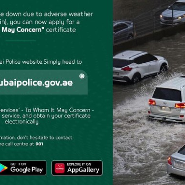 Photo: Dubai Police allows requesting certificates of vehicle damage due to weather conditions