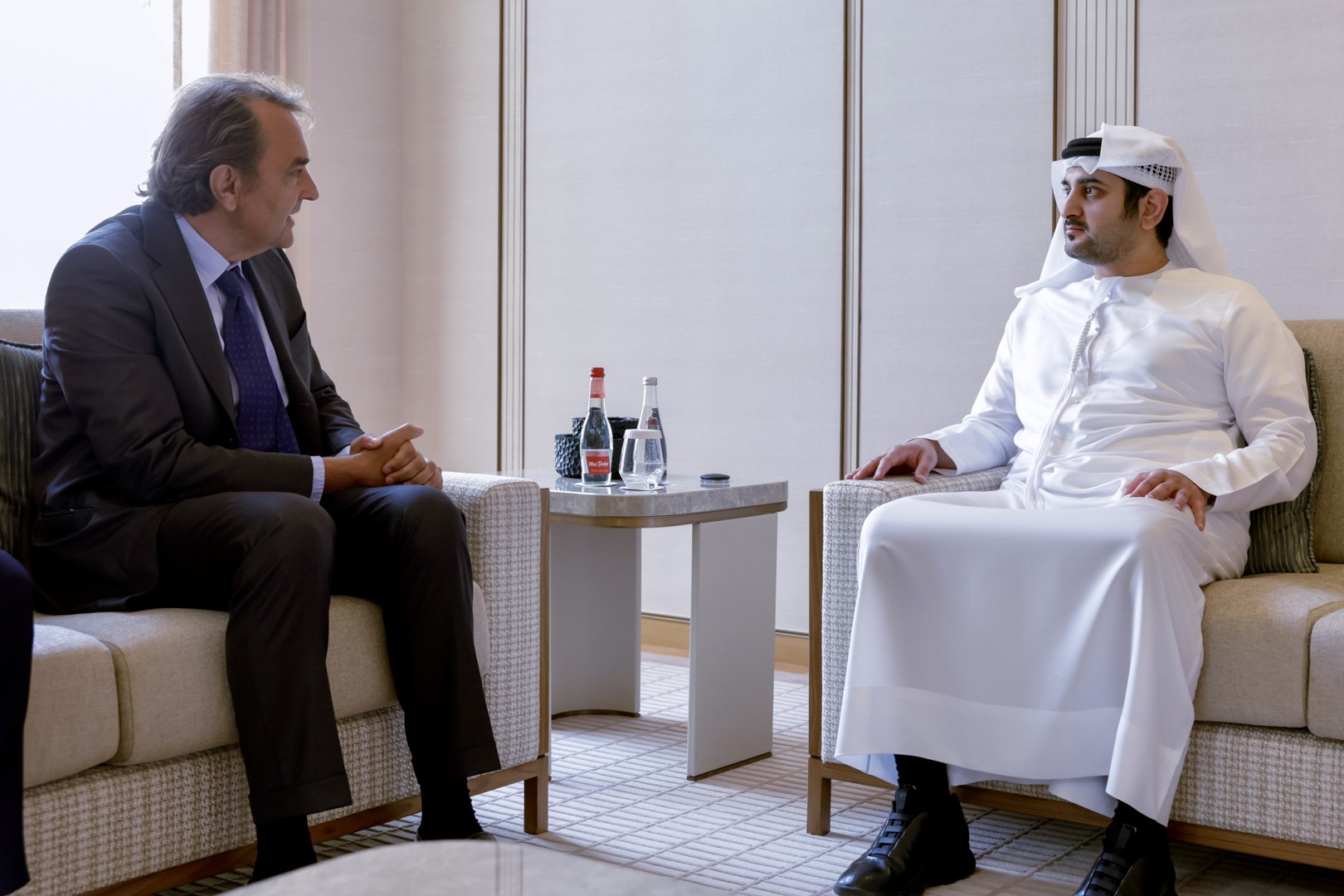 Photo: Maktoum bin Mohammed meets with Co-Founder and Co-Chair of leading global private equity firm CVC Capital Partners