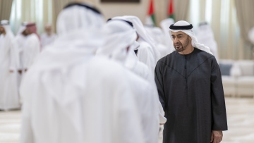 Photo: UAE President accepts condolences for third day over passing of Tahnoun bin Mohammed from international delegations, crowds of mourners
