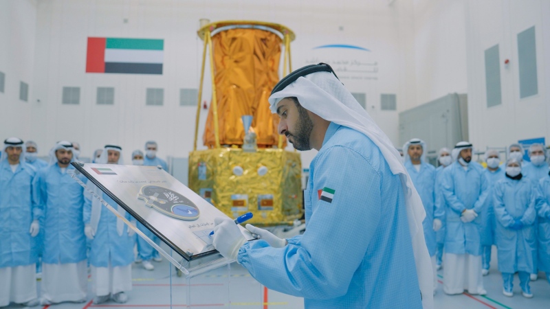 Photo: Hamdan bin Mohammed approves MBZ-SAT for launch